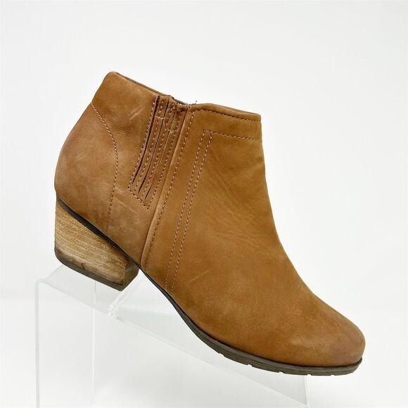 Blondo Women's Waterproof Heeled Ankle Booties Brown Tan Camel Leather Size 11 - Picture 1 of 13